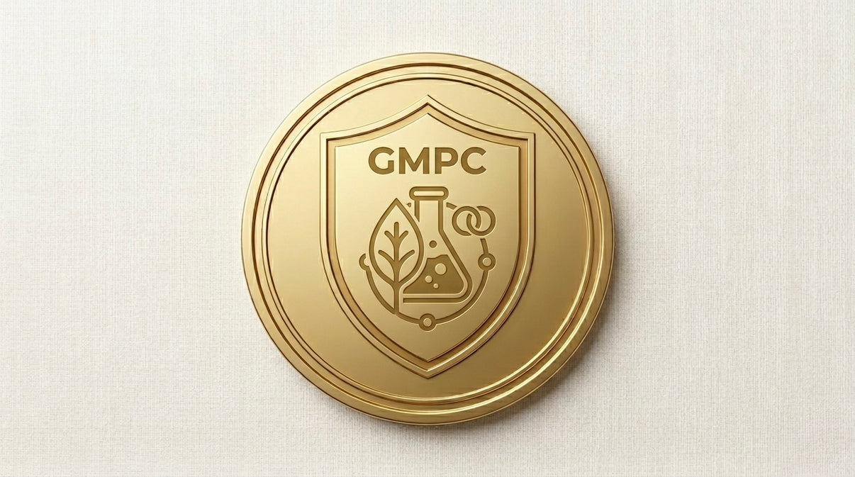 Gold GMPC badge on a light background